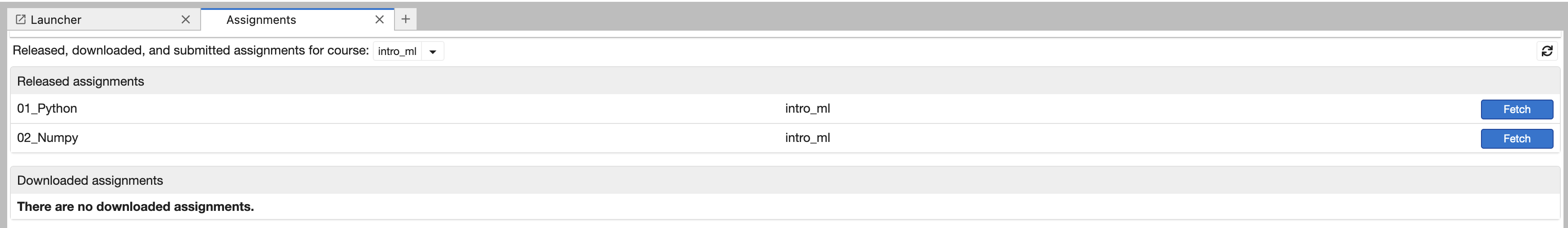 Nbgrader: Available assignments